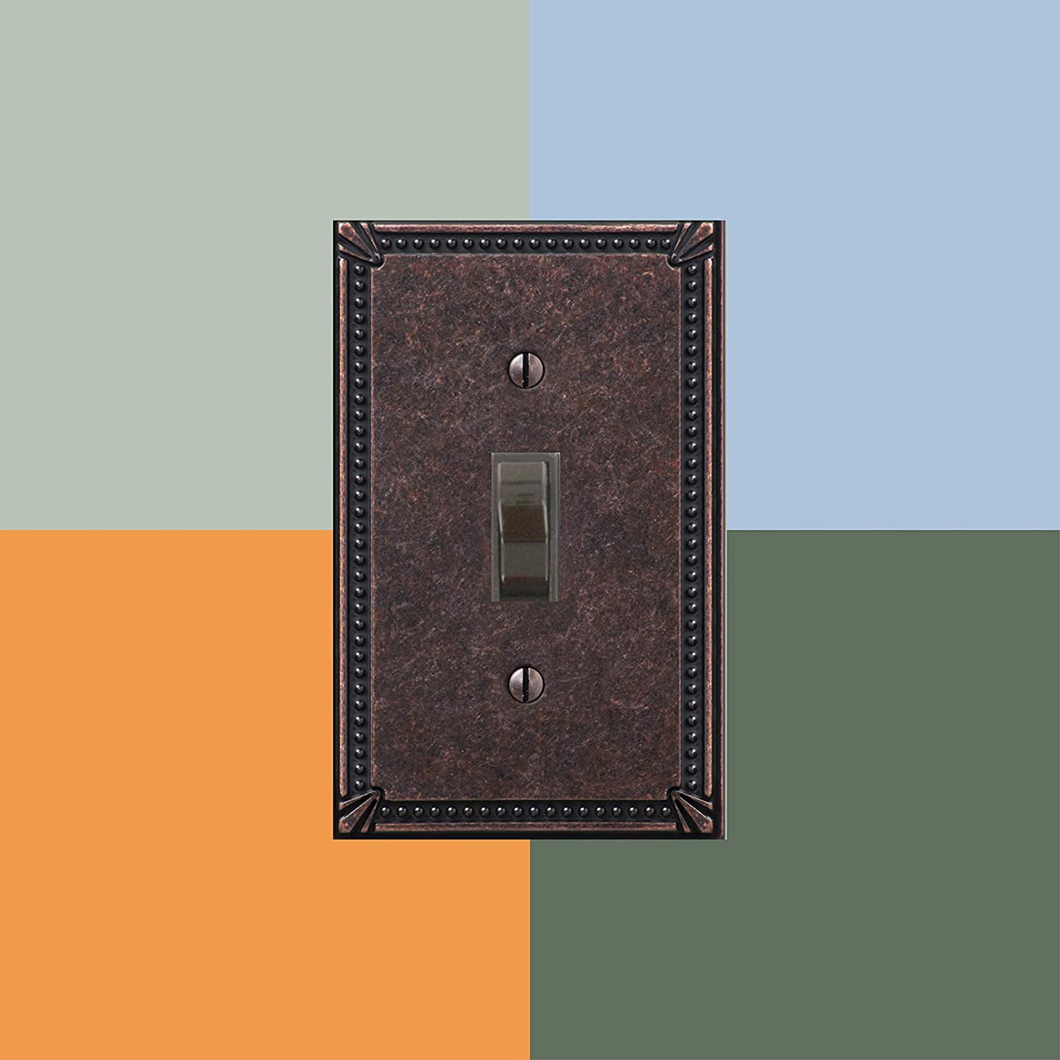 Amerelle 74R4AZ Moderne Wallplate 4 Rocker Cast Metal Aged Bronze 1-Pack