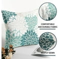 thumbnail image 6 of Teal White Pillow Covers 16x16 Inch Set of 2 Dahlia Floral Decorative Throw Pillows For Couch Geometry Flowers Modern Pillow Cases Farmhouse Decor For Sofa Couch Porch Patio Living Room Outdoor, 6 of 6