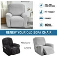thumbnail image 4 of Stretch Recliner Slipcovers Jacquard Sofa Cover 4-Piece  Slipcover Furniture Protector Recliner Chair Cover with Storage Pocket for Living Room Light Grey, 4 of 11