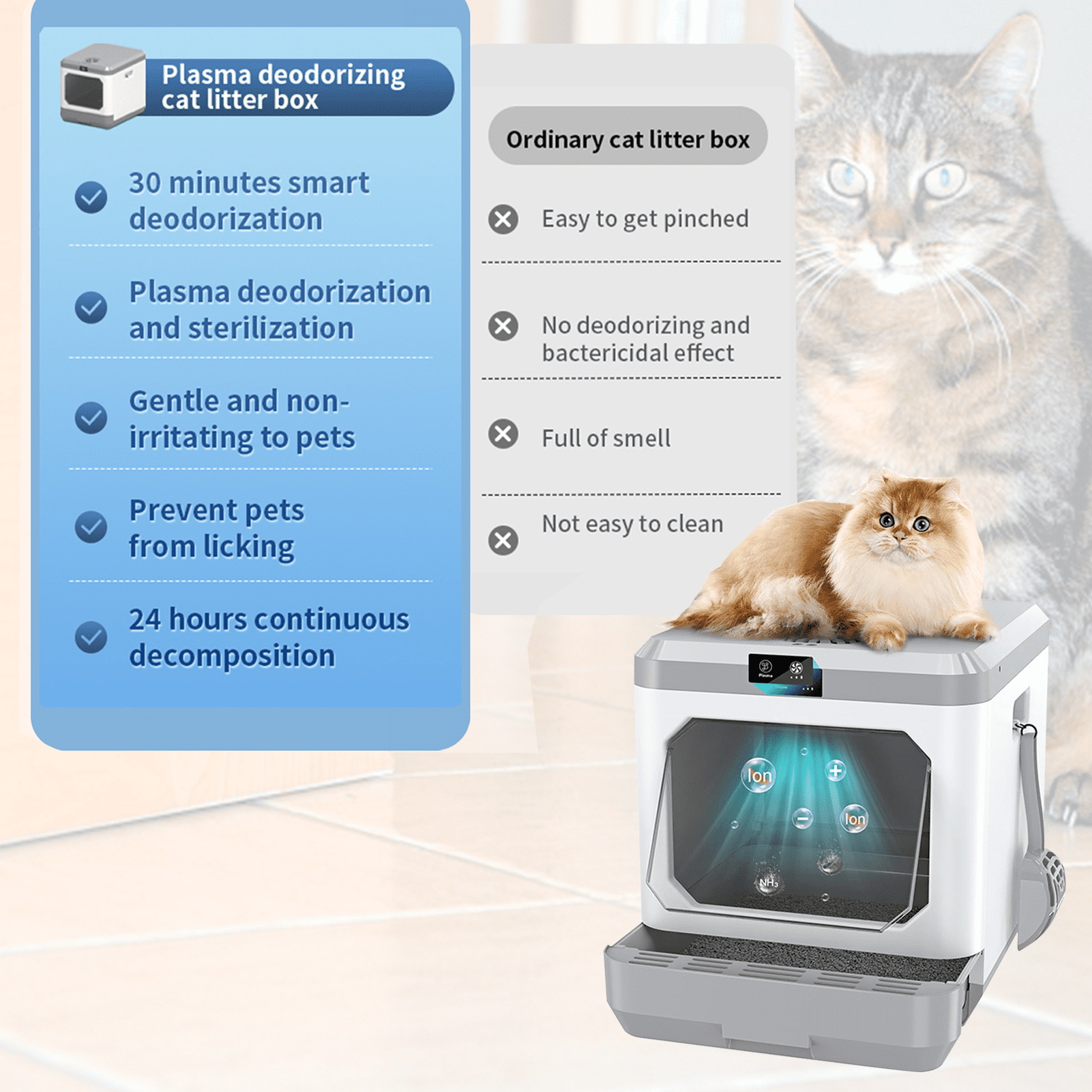 Arcwares Litter Box, Large Cat Litter Box Enclosure Furniture, Odor Removal, Enclosed Cat Pottywith Cat Litter Scoop, Drawer Type Cat Litter Pan Easy Cleaning And Scoop.