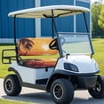 thumbnail image 5 of Pzuqiu Golf Cart Seat Cover Breathable Polyester Cloth, Compatible with Outdoor Golf Course, for Golf Cart Bench Seat Club Car Ezgo, Sunset Palm, 5 of 10