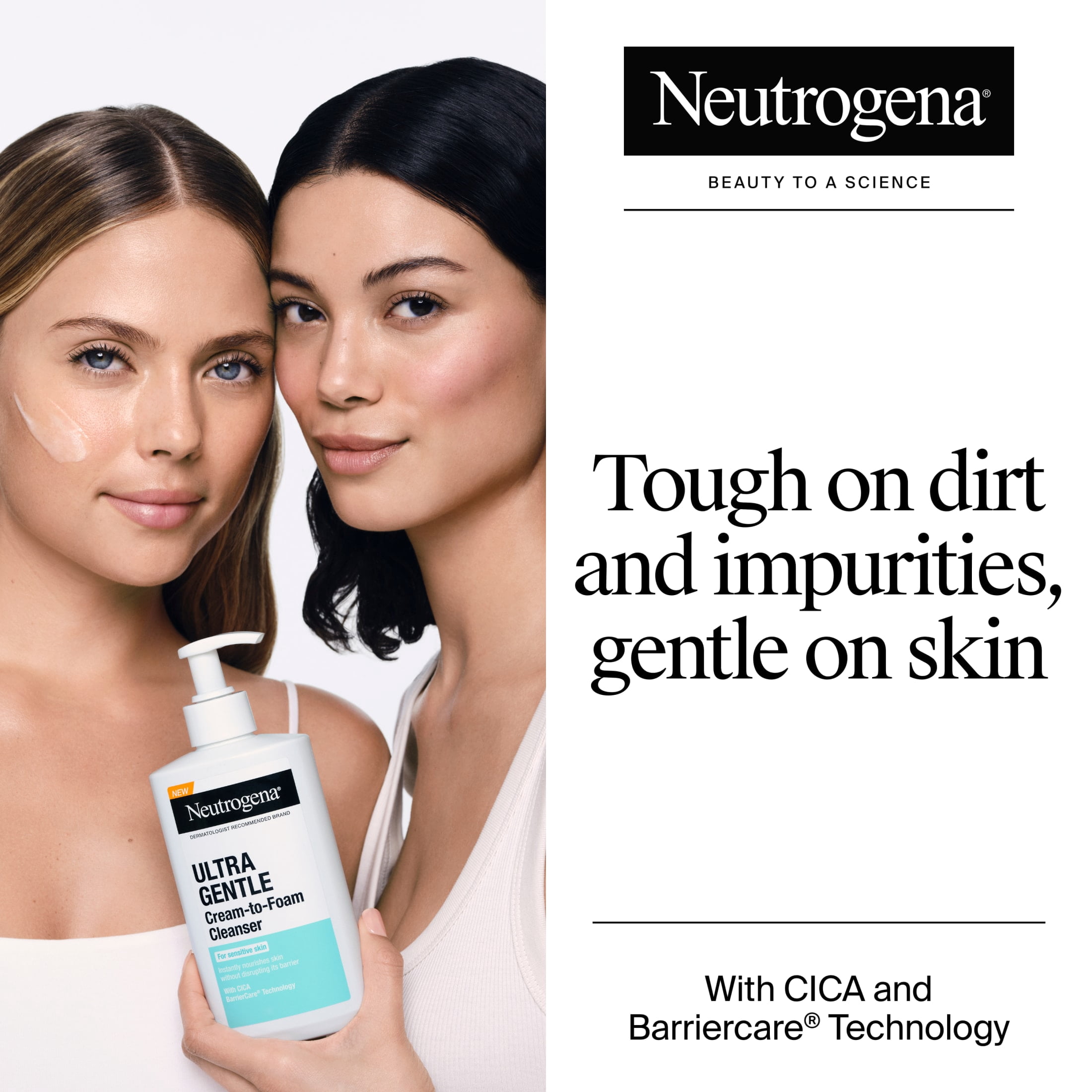 Neutrogena Ultra Gentle Cream-to-Foam Face Wash, Fragrance-Free, 12 fl oz