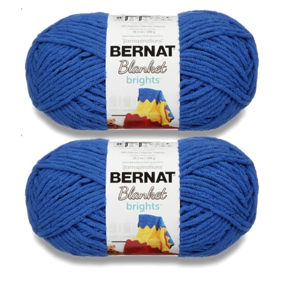 Bernat Blanket Brights Fil Bleu Royal - Lot de 2 de 300g/10.5oz - Polyester - 6 Super Volumineux - 220 Verges - Tricot/crochet