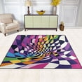 thumbnail image 2 of Yayeee Area Rugs for Living Room 5.2'x4' Non Slip Washable Bedroom Floor Carpet, Purple Wavy Plaid, 2 of 5