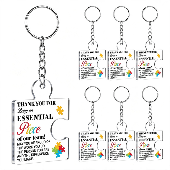 DESIGNICE Team Appreciation Gifts Bulk Thank You Keychains for Coworkers | Gift Set for Employee, Staff, Teachers, Teamwork Puzzle Piece Keyring, Acrylic Cute Keychains