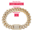 thumbnail image 2 of Iced Out Cuban Link Necklace & Bracelet Set (15mm, Gold), 2 of 6