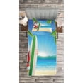 thumbnail image 3 of Ambesonne Christmas Quilted Bedspread Set 2 Pcs, Santa with Surfboard, Twin Size, Blue Green, 3 of 3