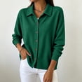 thumbnail image 4 of QIYAGBSA Long Sleeve Shirts for Women Button Down Soft Corduroy Collared Solid Color Casual Fall Winter Layering Tops (Green, 4XL), 4 of 5