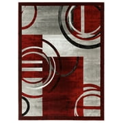 Newport Collection - Red, Gray Abstract Modern Area Rug