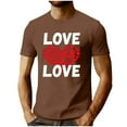 thumbnail image 2 of EchfiProm Mens Brown Graphic Tees Valentine Shirts Short Sleeve Summer Graphic Tops for Big and Tall Men 2XL, 2 of 5