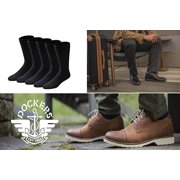 Dockers Mens Classics Classic Rib Crew Socks, Black, 5 Pair