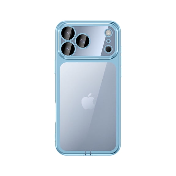 For iPhone 18 Pro Phone Case,Built-in Camera Lens Protector,Sealed Dust Holes,Crystal Transparent Back,Electroplated Bumper Shockproof Non-Slip Drop Protection Phone Case,Sky Blue