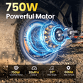 thumbnail image 3 of TakeMov Electric Bike for Adults, 750W Motor, 48V/25Ah, 80 Miles, 20"x4" Fat Tire Ebike, 7-Speed, E Mountain Bike, NFC Unlock, Class 3, UL2849, 3 of 9