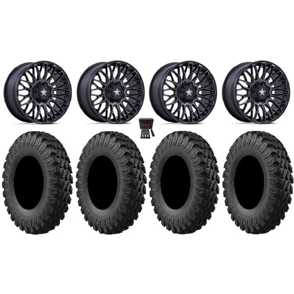 MSA Clubber 14" Wheels Black DDT 30" MotoRally Tires Kawasaki Teryx Mule