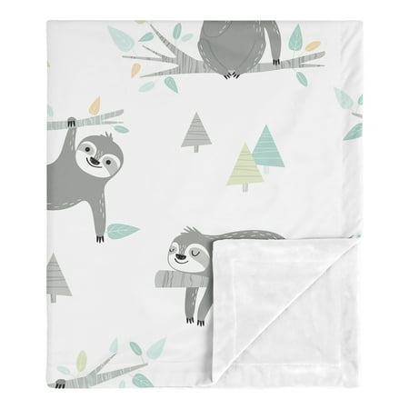 UPC: 0846480075141 | Aqua Blue Sloth Security Baby Blanket by Sweet Jojo Designs