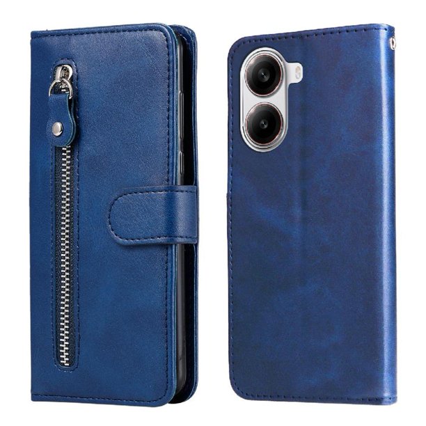 Estuche de Cuero PU con Cierre para Xiaomi Poco X7 Pro , Funda Protectora con Billetera y Correa