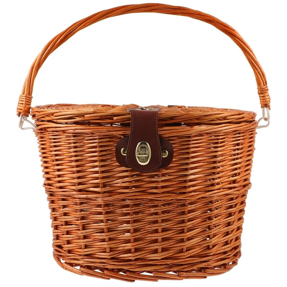 LULULION Bike Wicker Basket Brown Front Handlebar Basket with Creative Design and Spacious Interior