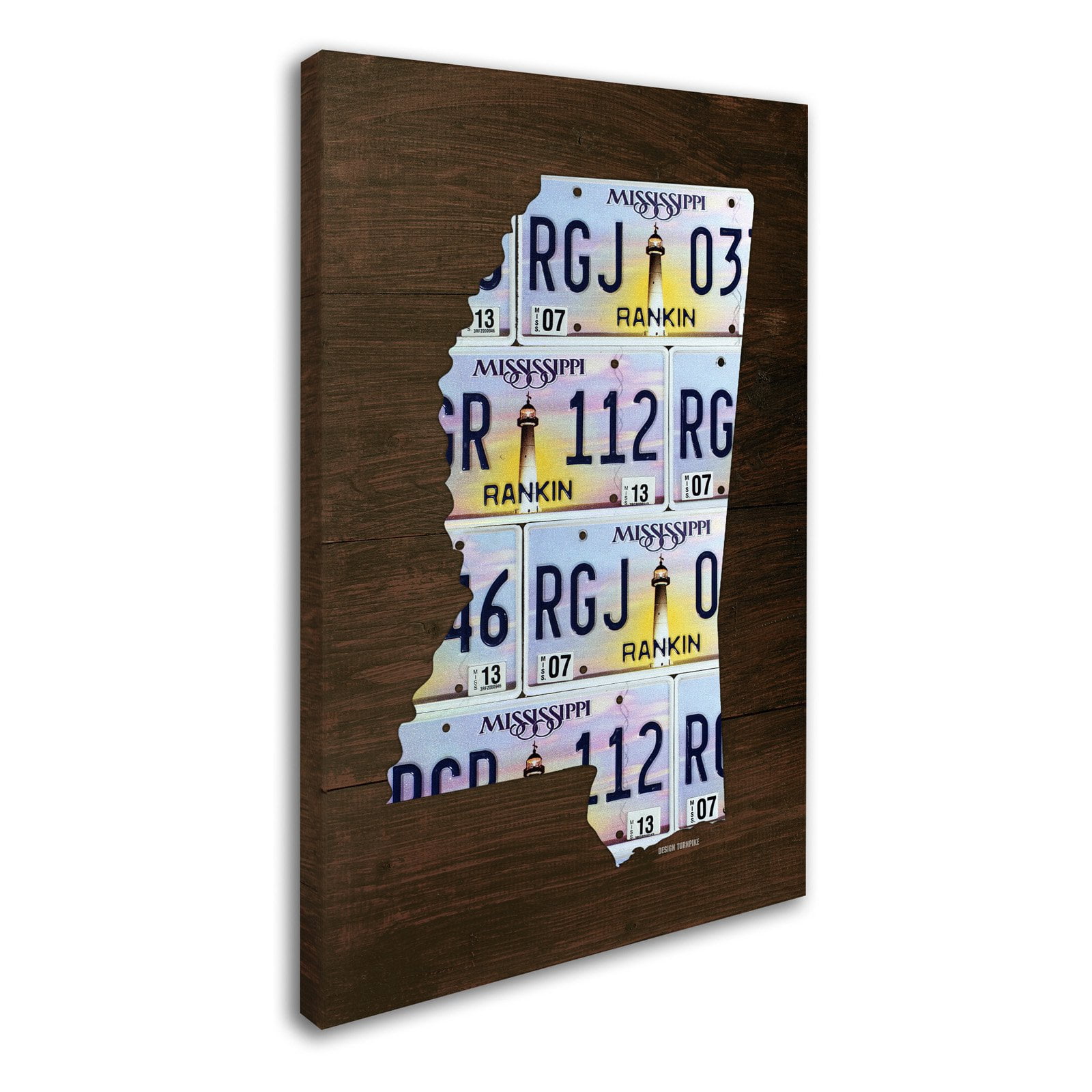 Trademark Fine Art 'Mississippi License Plate Map' Canvas Art by Design Turnpike