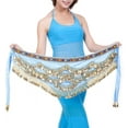 thumbnail image 2 of HSHDLDF Women's Triangular Belly Dancing Hip Scarf Wrap Skirt with Gold Coins, 2 of 3