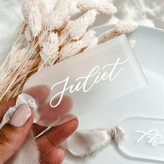 Elegant Arch Ribbon Wedding Place Cards Acrylic Table Tags with 15 Signage