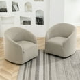 thumbnail image 5 of 32" Wide Modern Boucle Swivel Barrel Chairs Set of 2, No Assembly Round Upholstered Swivel Accent Armchairs for Living Room, Bedroom (Oatmeal), 5 of 9
