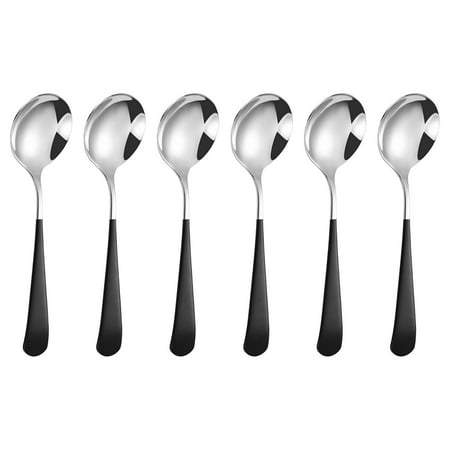

Fugit Round Spoon 304 Stainless Spoon Fork Household Cute Small Soup Spoon Thick Round Bottom Eating Spoon
