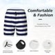 thumbnail image 3 of Balery Navy Blue And White Stripes Bañador para hombre, shorts de playa de secado rápido con entrepierna y forro de compresión-Medium, 3 of 6