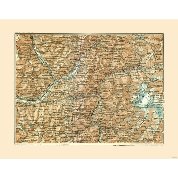 Historic Map - Edolo Region Italy - Bertarelli 1914 - Vintage Wall Art