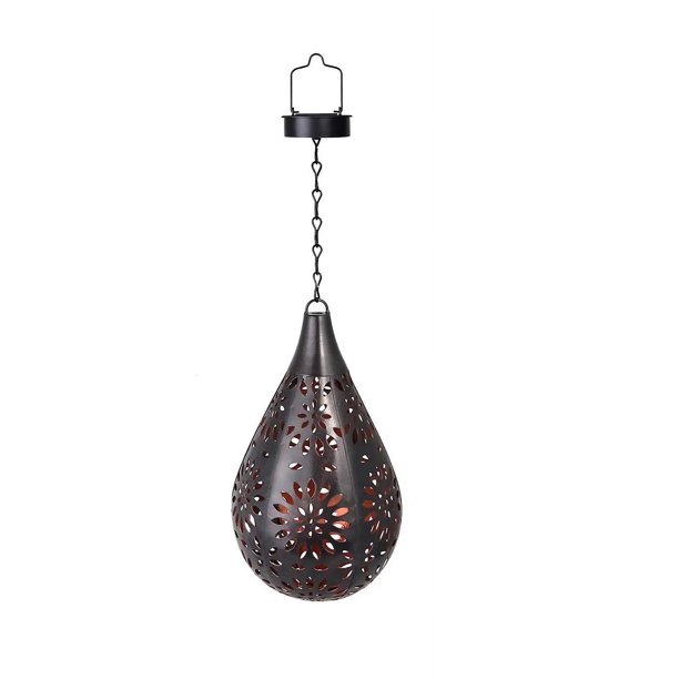 Linterna solar, linterna de jardín al aire libre, lámpara solar LED impermeable Ip55, decoración de jardín al aire libre de metal hueco, luz solar, balcón, jardín, patio ( Rojo Verde Cocina, Decoración y Otros