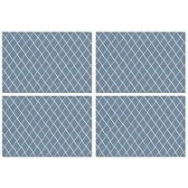 Blue Geometric Striped Pattern Summer Placemats Table Placemats Set Of 4-Linen Kitchen Washable Placemats Table Mats 11.8"x17.7" Non-Slip Heat Resistant