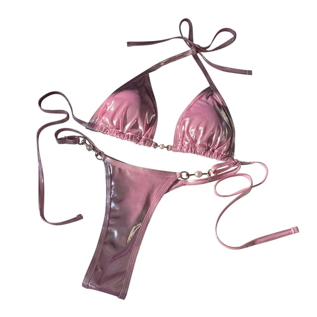 BKQCNKM Bikini Sets for Women, Micro Bikini, Triangle Bikini, String Bikini, Pink S