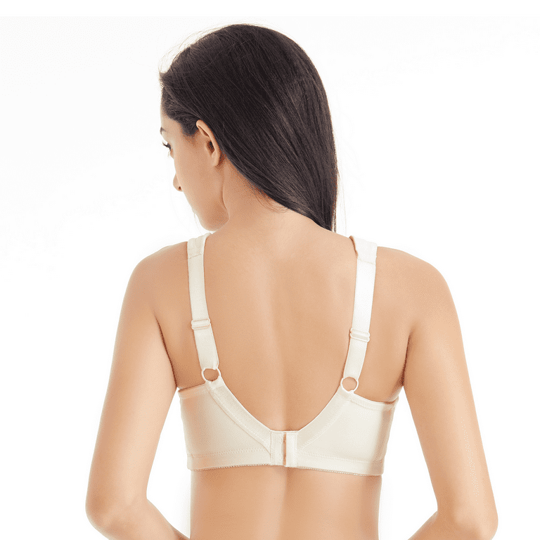 BIMEI Women's Mastectomy Bra Pockets Wireless Post-Surgery Invisible  Pockets for Breast Forms Everyday Bra Plus Size Bra 9818,Ivory White, 38B