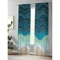 thumbnail image 4 of Sheer Curtains 84 inches Long, Abstract Water Duck Green Brown Gradient Ocean Waves Light Filtering Sheer Window Curtains Rod Pocket Voile Drapes for Bedroom Living Room, 52"W x 84"L 2 Panels, 4 of 7