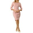 thumbnail image 1 of VESTIDO DE TRABAJO PARA MUJER INSPIRE CHIC CON MANGAS 3/4 Y ESCOTE BARCO, VESTIDOS LÁPIZ ELEGANTES TALLA S ROSA, 1 of 5