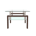 thumbnail image 6 of Tcbosik Rectangle Coffee Table with Glass Top and Metal Legs, 38.6" Cocktail Table with Open Shelf, 2-Tier Center Table for Living Room, Easy Assembly, Walnut, 6 of 8