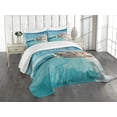 thumbnail image 3 of Ambesonne Turquoise Quilted Bedspread Set 3 Pcs, Seascape Ocean Coast, Queen Size, Turquoise, 3 of 5
