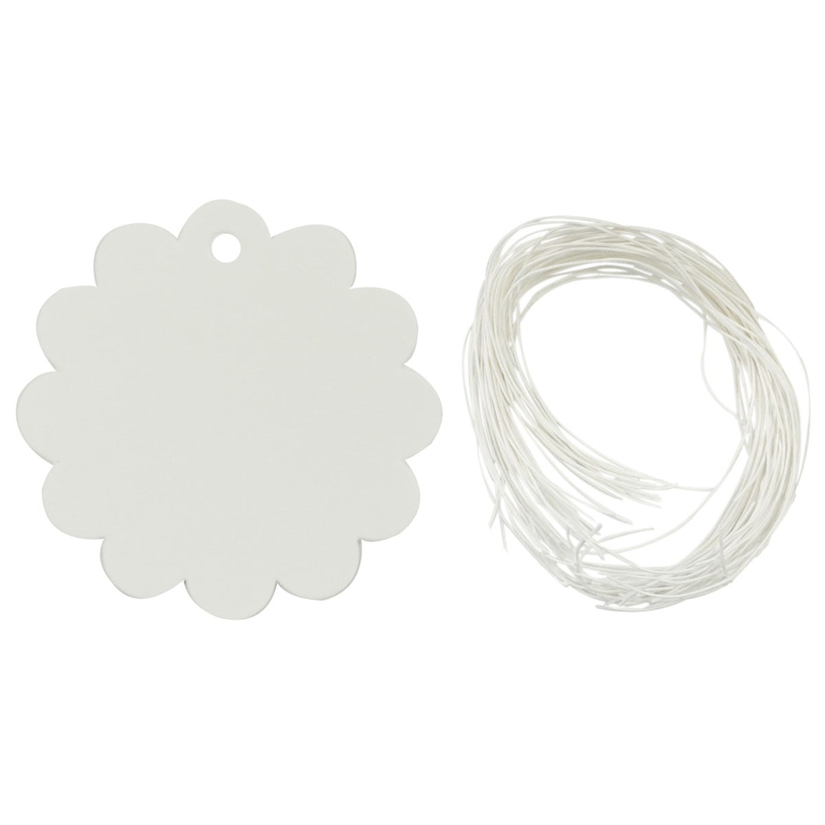 Wrapables® 50 Gift Tags/Kraft Hang Tags with Free Cut Strings for Gifts, Crafts & Price Tags - White Flower