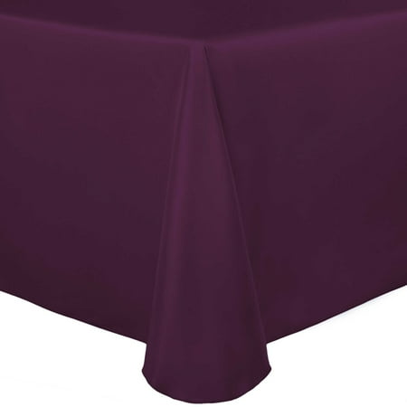 

Ultimate Textile (10 Pack) Satin 108 x 132-Inch Rectangular Tablecloth - for Wedding Special Event or Banquet use Aubergine Eggplant Purple
