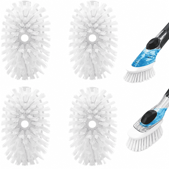 Dish Brush Refills Compatible with OXO Dish Brush, 4 Pack Replacement Brush Heads for Soap Dispensing Dish Scrubber, Durable Non-Scratch Bristles for Pots, Pans and Kitchen Cleaning