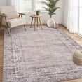 thumbnail image 2 of 8x10 Washable Vintage Border Area Rug, Soft, Stain-Resistant Boho Carpet for Living Room, Bedroom, Dining Room, Kitchen, Office, Taupe., 2 of 9