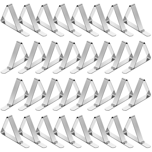 Pinzas para mantel tripolares de acero inoxidable, paquete de 32