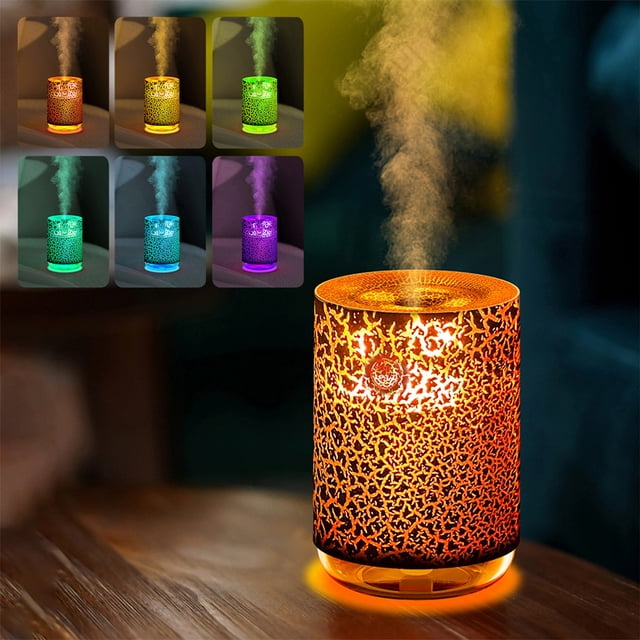 Xihbxyly Humidificador Difusor de Llama, Difusor Portátil de Aromaterapia, Función de Apagado Automático Silencioso, Relajación y Alivio Del Estrés, Yoga En Casa o En La Oficina, Tamaño Compacto, 11,
