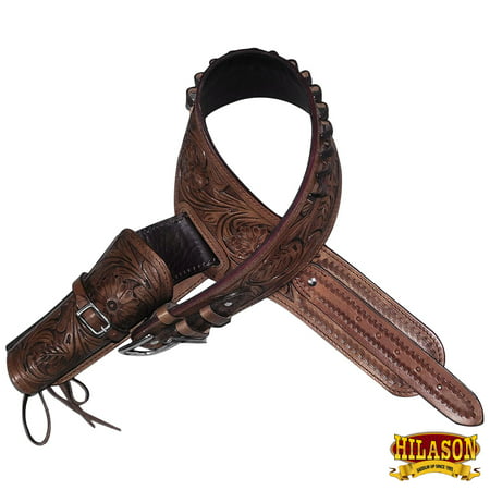 Hilason Western Right Hand Gun Holster Rig 44/45 Caliber Leather