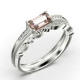 thumbnail image 3 of Beautiful Minimalist 1.45 Carat Emerald Cut Morganite And Diamond Moissanite Engagement Ring, Wedding Ring, One Matching Band in 10k Solid White Gold, Gift For Her, Promise Ring, Anniversary Ring, 3 of 3