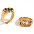 thumbnail image 6 of Fashion Simple VintageOrnament Women's Stainless Steel Casting Moon Star Oval Signet Ring, 6 of 8
