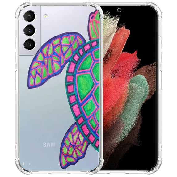 Ocean Turtle Clear Case for Samsung Galaxy S21 Plus,Aesthetic Art Design Case for Men Women,Unique Trendy Transparent TPU Bumper Case Cover