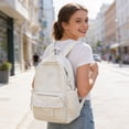 thumbnail image 3 of Polka Dot School Backpack, Multi-Pockets Lace Trim Backpack, Large Capacity Backpack for Student College, White, 3 of 3