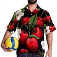 thumbnail image 4 of Cherry Men's Casual Short Sleeve Printed Button Down Spread Collar Tops Summer Beach Shirts Unisex, 4 of 6