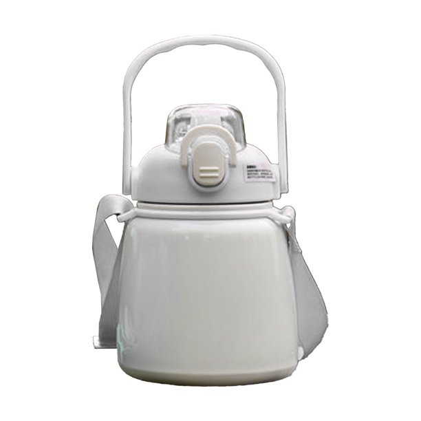 Botella de agua aislada 650ML 304 botella de paja de acero inoxidable para oficina al aire libre escuela blanca