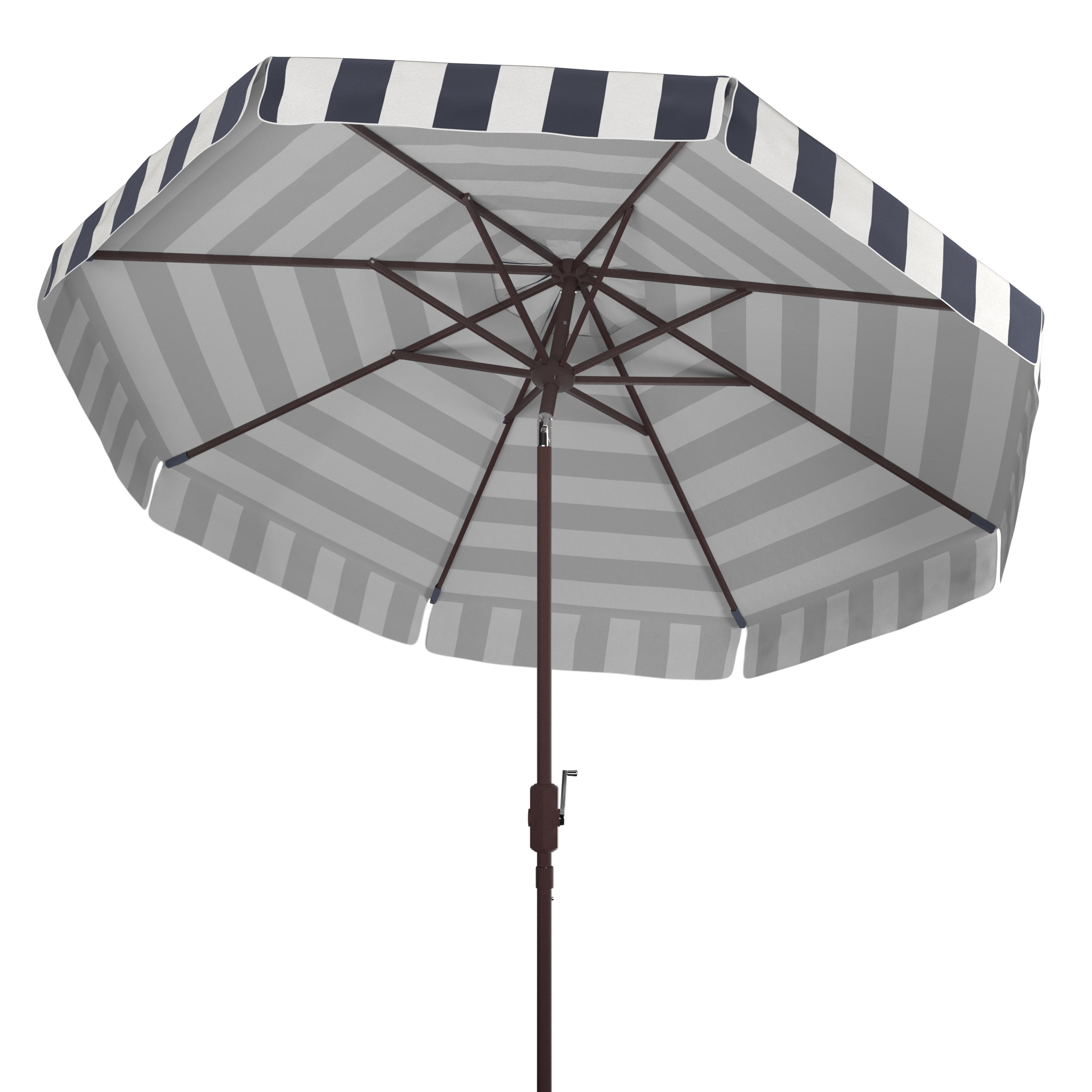 Safavieh Elsa 11' Market Crank Round Patio Umbrella, Black/White